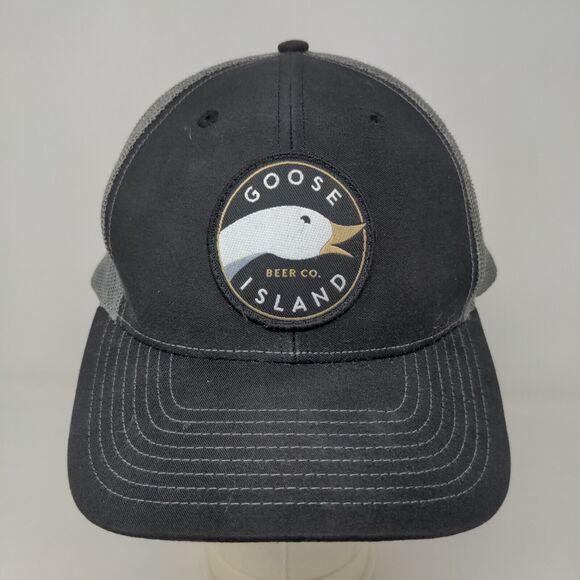 Richardson Men's Snapback Mesh Back Hat Black Gray Adjustable Goose Island Beer - Picture 2 of 8